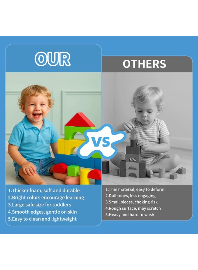 61-Piece Big Soft Foam Building Blocks for  3+ Years , Early Learning & Colorful Stacking  Toys, Safe Big Blocks for Toddler and Kids - Image 5